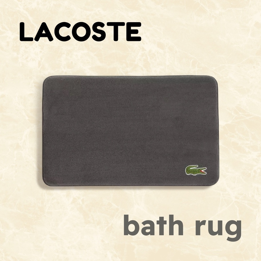 *👍*GUC* LACOSTE | GRAY Crocodile Memory Foam Bath Rug, 19" x 30"